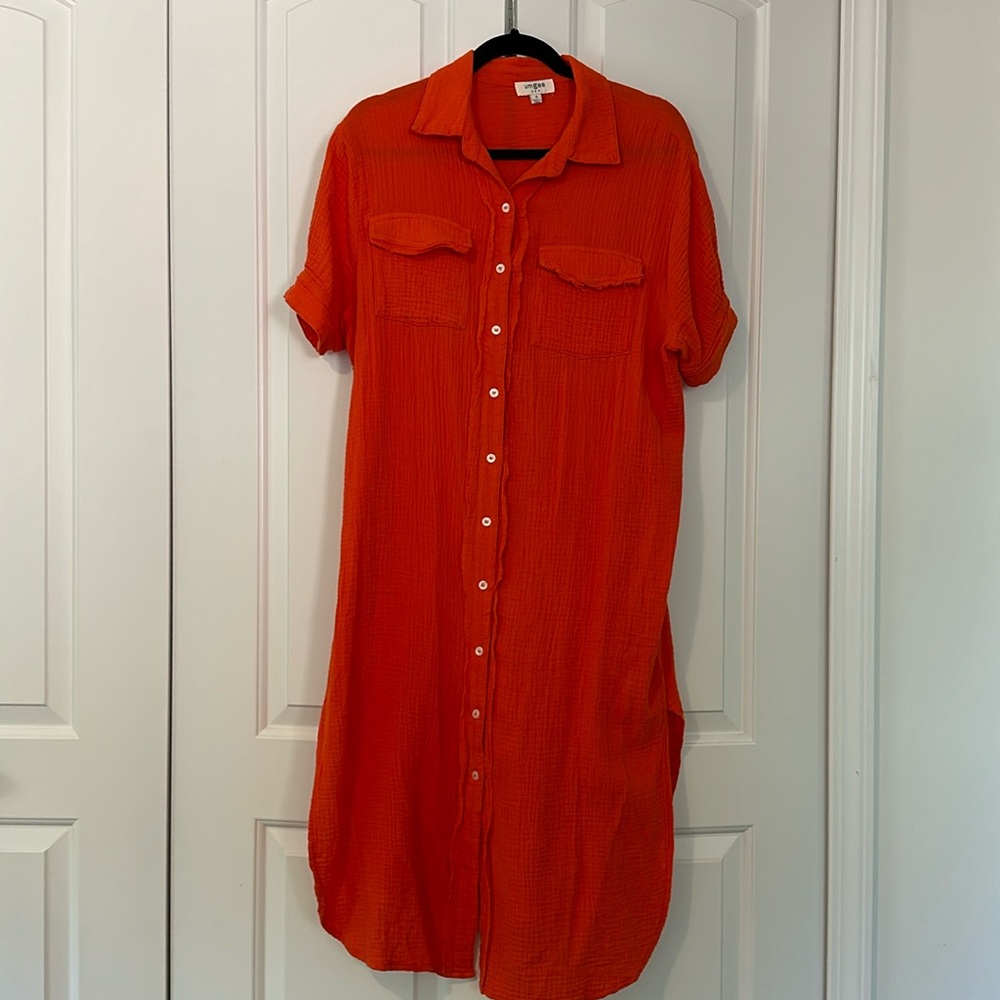Umgee cotton, button-down, midi dress